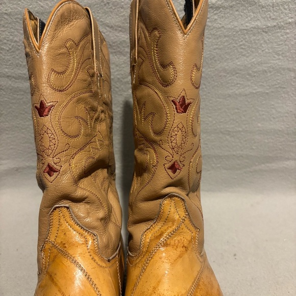 Women Western Cowgirl Beige Embroidered pull on Boots approx. size 7-8 - Picture 5 of 10